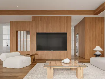 Modern living room dining room interior scenes 190 3D model
