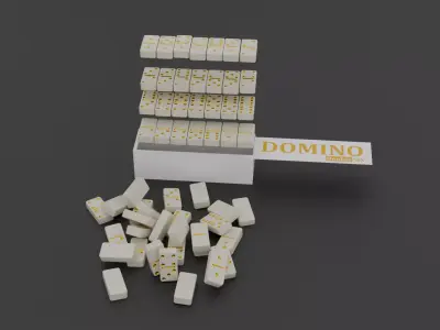 White and Gold DOMINO SET Low-poly 3D model