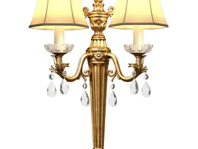 Italian Golden Sconce in classic style Rococo crystal Wall lamp 3D model