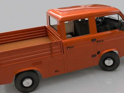 Volkswagen Transporter T3 Pickup Double Cab 1979 3D model