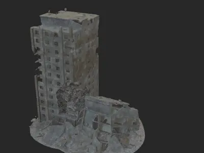 destroyed building  Low-poly 3D model