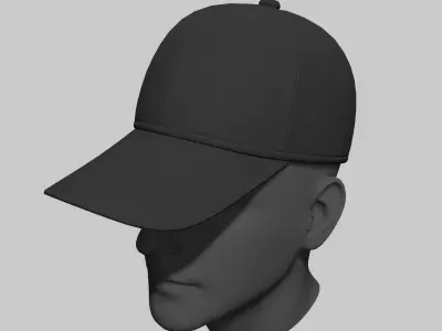 Baseball Cap Black Gray Blue Red White Hat Low-poly 3D model
