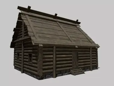 Log Cottage Free low-poly 3D model