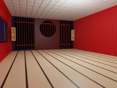 Kung-Fu Hall Low-poly 3D model