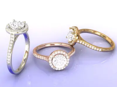 Perfect  1ct Halo Engagement Ring 3D print model