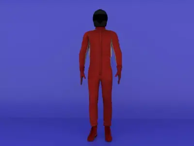 Racer man in racing suit Low-poly 3D model