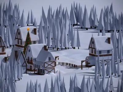 Christmas Town Low-poly 3D model