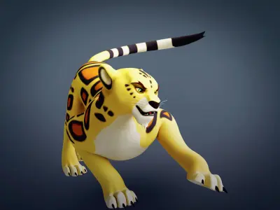 Cartoon Leopard Rigged - Makucha Low-poly 3D model