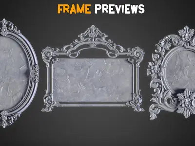 15 Vintage Artisan Mirror Frames - Vol 34 Low-poly 3D model