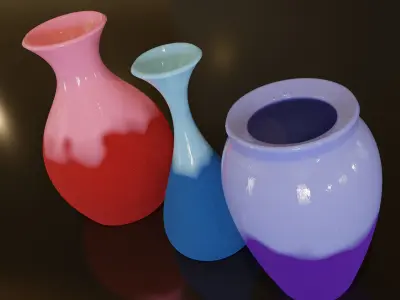 Flower And Vases - 3 colors 3D model Low-poly 3D model