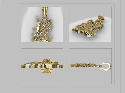 Native American and his Appaloosa horse Racing the Wind Jewelry 3D print model