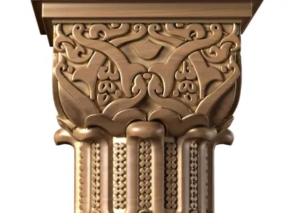 Arabic Oriental Wooden Column Capital 3D model