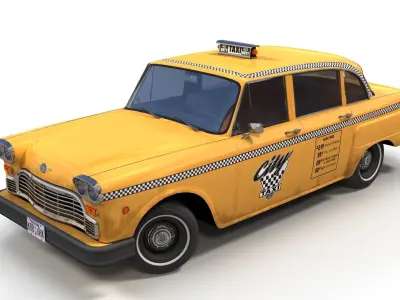 Yellow taxi Low-poly 3D model