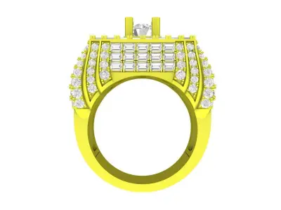 A7650 Luxury Straight Baguette Men Ring 3D Model 3D print model