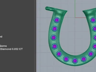 Diamond Horseshoe Necklace 3D print model