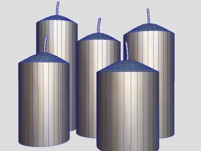 Candle Set four cylinders Low-poly 3D model