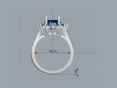 Elegant engagement ring with oval center and halo 3D print model
