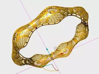 1382 Golden Wavecrest Bangle 60MM-12gm 3D print model