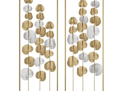 Ercer41 2 piece metal framed leaf wall decor 3D model