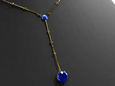 General Sapphire Gem Necklace 3D model