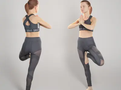 Sporty woman doing yoga routine 294 Low-poly 3D model
