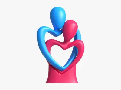 Abstract Ceramic Lovers Figurine Hugging 3D model