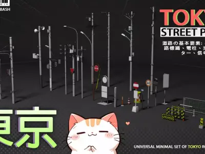 Tokyo street props 3D model