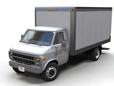 80s box van Low-poly 3D model