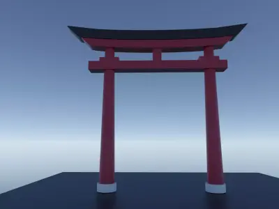 Japanese Red gate-Torii Free low-poly 3D model