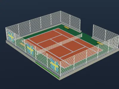 Tennis Court - Sweden Low-poly 3D model