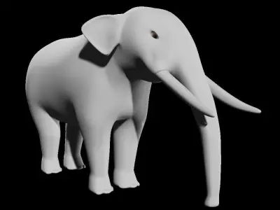 Elephant with tusks 3D model 2