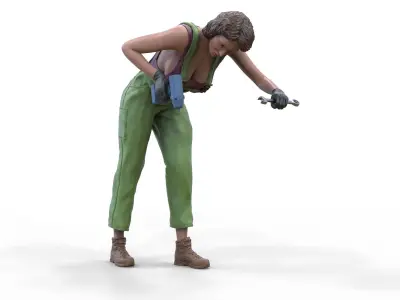 N3 woman mechanic or construction worker 3D print model