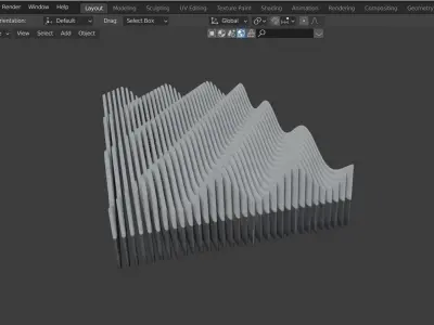 Modern wave  panel wall Futuristic structure Artistic Decoration 3D model