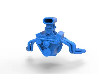 Engine V8 for vintage dragster Version 8 Scale 1 to 25 3D print model