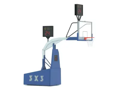 Portable Basketball Hoop System with Timer Blue Paint 3D model