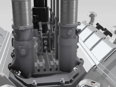 Vintage HEMI Hilborn Stacked Injection version Engine 3D print model