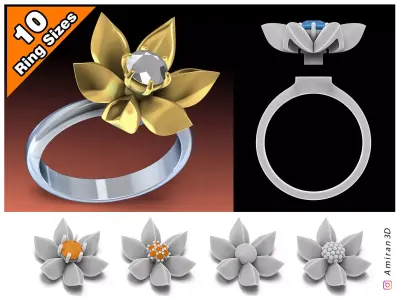 Flower Ring  3D print model purchase