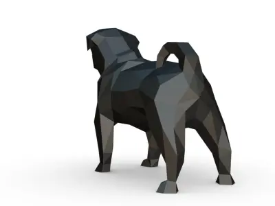 pug dog low poly 3D print model