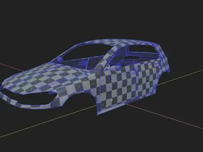 Lowpoly Game Ready  Hatchback beatup car Low-poly 3D model