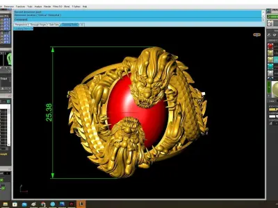 Luxury Double Dragon Oval Ruby Ring for Men 3873 3D print model