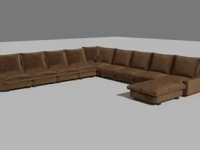 modern  elegant brown sectional sofa Free 3D model