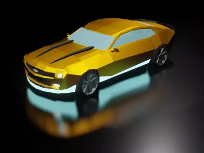 Low Poly  Car With  Glossy Gold 3D model
