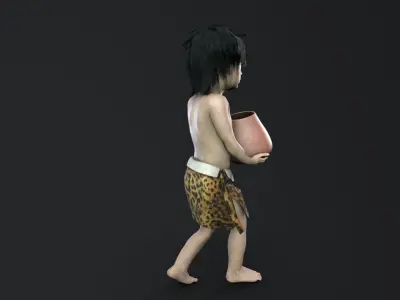 hominid child Low-poly 3D model