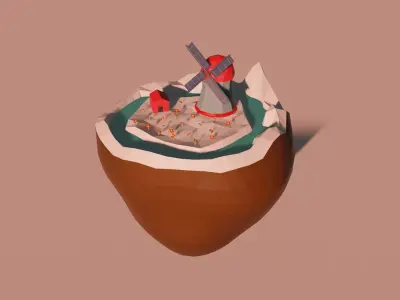 world coconut Low-poly 3D model