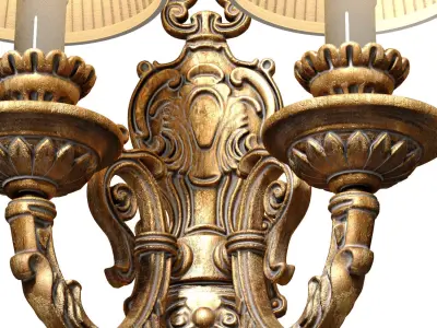 Bronze antique Sconce classic French style Wall lamp lampshade 3D model