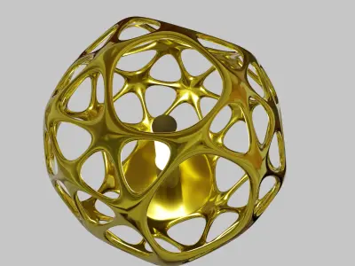 Minimalist Hexagonal Gold Lamp  No Textures Low-poly 3D model