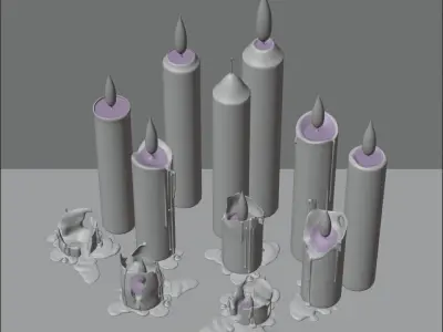 Molten Candle Complete Life Cycle - Burn Stages - Cylindrical B Low-poly 3D model