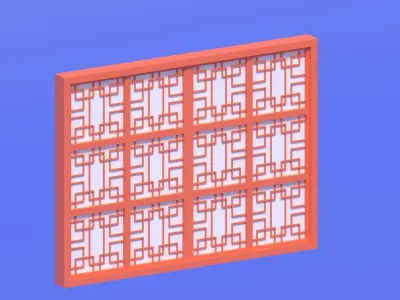 Cartoon Chinese Window Low-poly 3D model