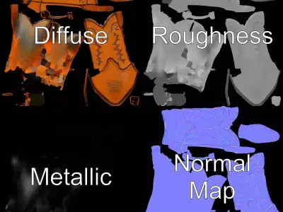 Cowboy Boot Model Pack with Decorative Stitching Low-poly 3D model