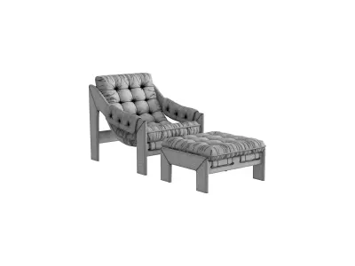 Four Hands Halston Chair with Ottoman 3D model
